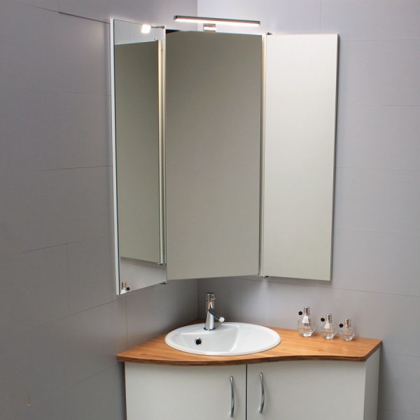 Armoire de toilette d’angle salle de bain TRIO Triptyque