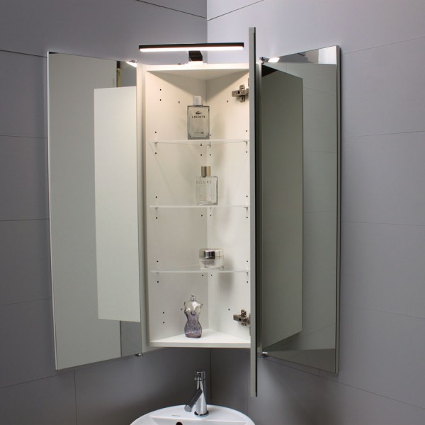Armoire de toilette d’angle salle de bain TRIO Triptyque