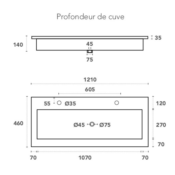 Plan vasque céramique grande cuve GRÉCO