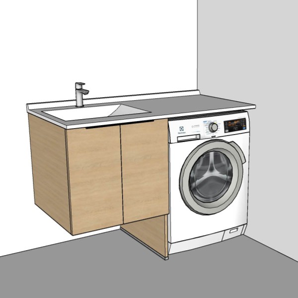 Meuble lave-linge en angle à droite 124 cm