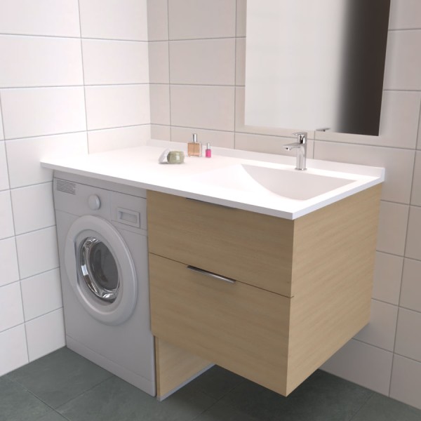 Meuble lave-linge en angle à gauche 124 cm