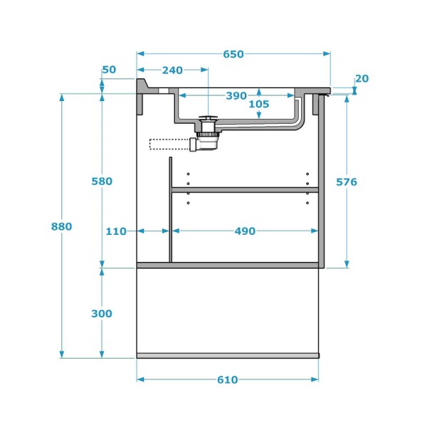 Meuble lave-linge en angle à droite 124 cm