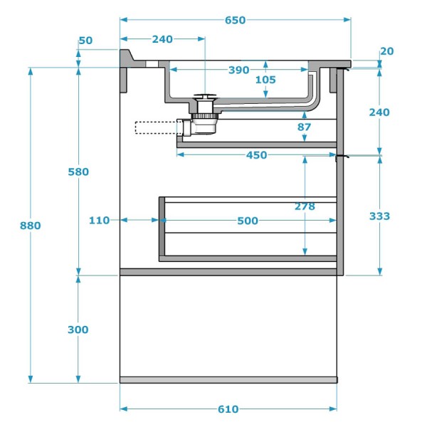 Meuble lave-linge en angle à gauche 124 cm