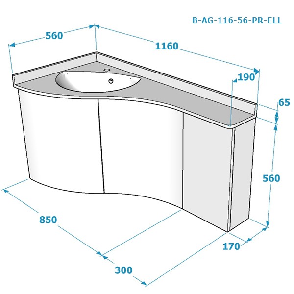 Meuble Bornéo 116 cm - Vasque à gauche