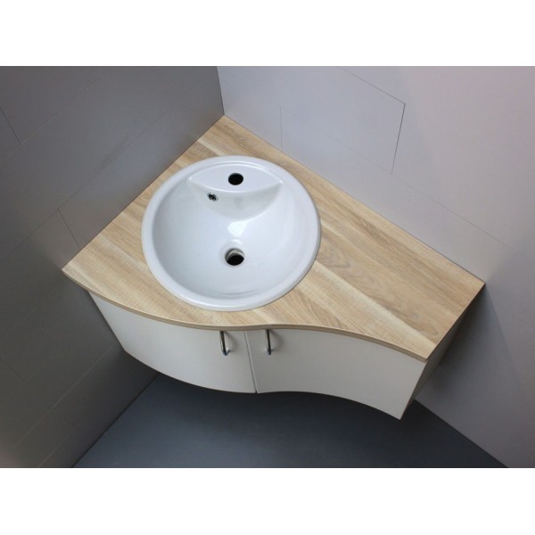 Meuble De Salle De Bain D'angle 40x40 Cm - Lave-mains Avec Vasque - Gain De Place - Couleur Anthracite - Tiroir Soft-closing